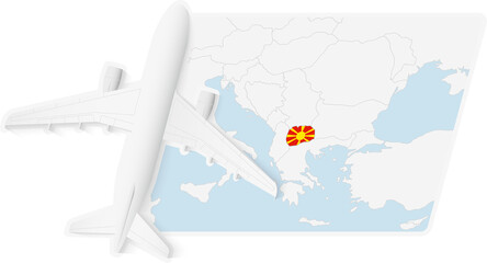 Airplane Over North Macedonia Map