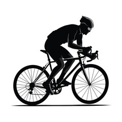 Naklejka premium cycling man silhouette icon set, cycle silhouette, bicycle silhouette vector, bicycle man silhouette, sport, racing, vehicle, active concept.