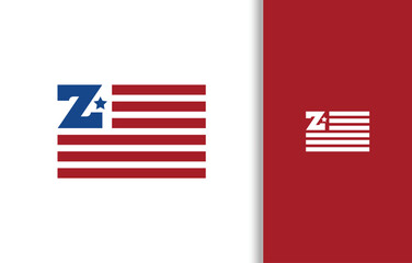 Naklejka premium LETTER Z FLAG LOGO WITH BLUE AND RED COLOR