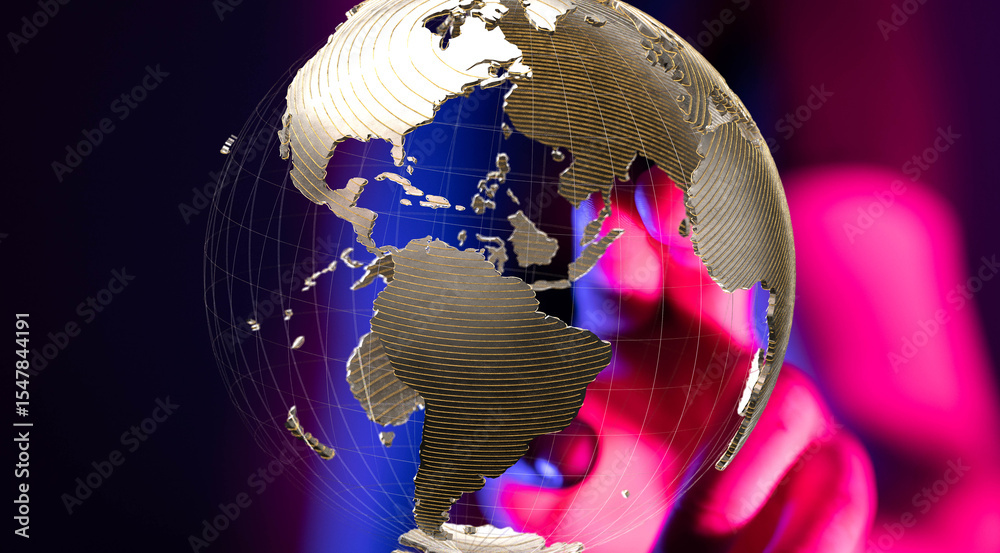 Aufkleber high-tech image of a digital globe representing global network, connectivity, and communication.