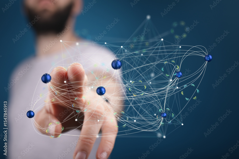 Aufkleber Abstract image depicting global network connections and digital innovation. Perfect for tech, business, and networking concepts.