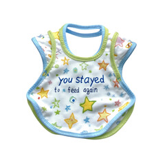 Adorable Baby Bib with "You Stayed to Feed Again" Text and Star Pattern