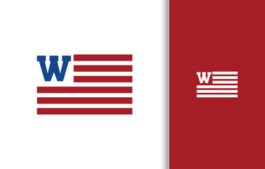 LETTER W FLAG LOGO WITH BLUE AND RED COLOR