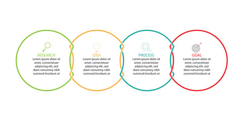Business infographic design with 4 steps. Infographic of business strategy which can be used for presentations banners, workflow layout, diagram, annual report, web design