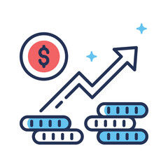A captivating linear icon of business profit rise