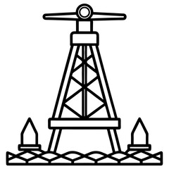 Borewell Drilling Machine line art vector