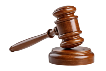 Judge's gavel hammer for adjudication isolated on white background. wooden auction hammer with a wooden stand. law and justice concept. Ai Generated Images