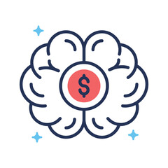 Well crafted linear icon of deep business thinking