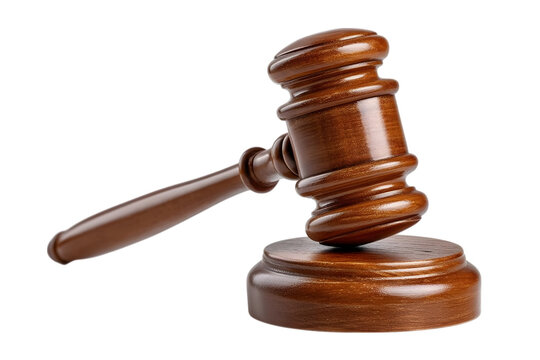 Judge's gavel hammer for adjudication isolated on white background. wooden auction hammer with a wooden stand. law and justice concept. Ai Generated Images