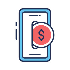 Get this trendy line icon of mobile earning app
