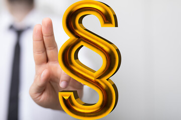 3D gold paragraph symbol.  Ideal for legal, justice, and law concepts.