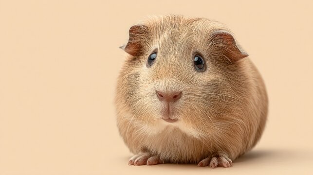 Adorable guinea pig with soft brown fur on a neutral background - Powered by Adobe