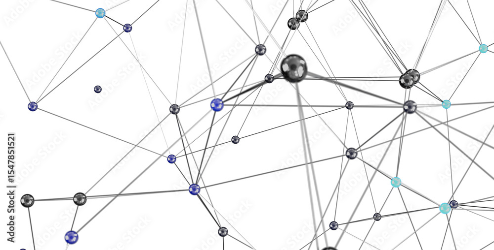 Poster 3D rendering of a complex network.  Ideal for tech, connection, and communication concepts.