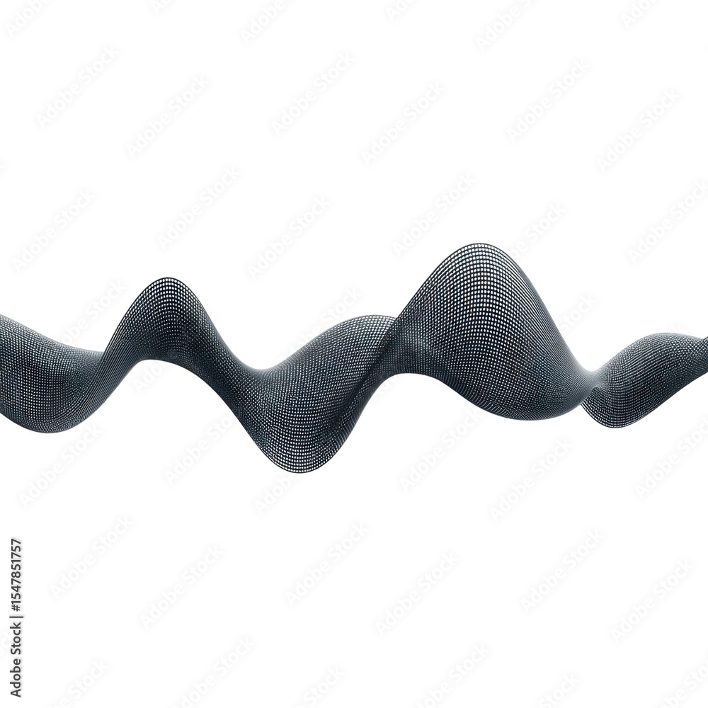 Poster abstract digital wave pattern with flowing curves and dotted mesh design in monochrome color scheme 