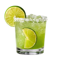 Refreshing lime margarita cocktail isolated on transparent background