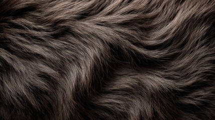 Naklejka premium Close-up of dark brown animal fur texture with wavy patterns