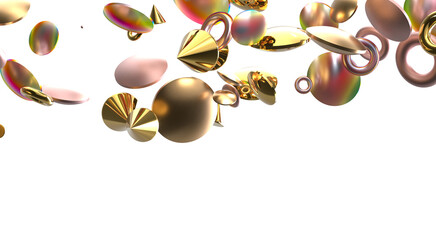 Euphoric Eruption: Magnificent 3D Illustration Showcasing Bursting gold Confetti