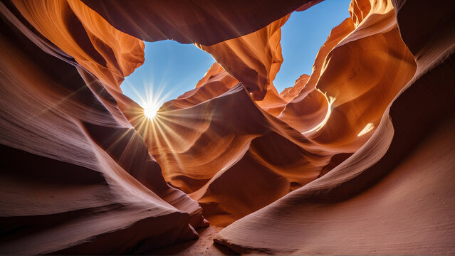 The majestic Antelope Canyon displays stunning light and color within its sandstone walls. - Powered by Adobe