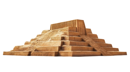 Mesopotamian ziggurat fragment Transparent background, PNG file