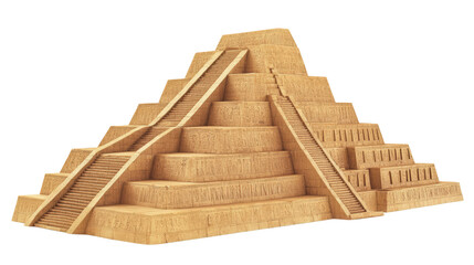 Mesopotamian ziggurat fragment Transparent background, PNG file