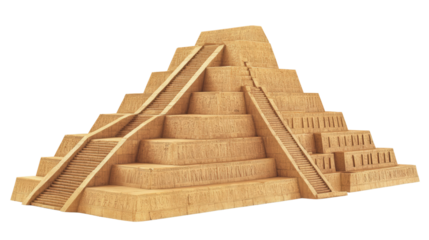 Mesopotamian ziggurat fragment Transparent background, PNG file