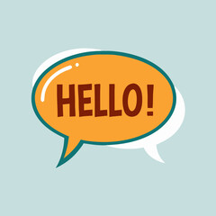 Orange Hello Speech Bubble Illustration