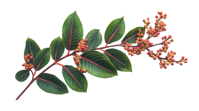 Miconia calvescens leaf cluster Transparent background, PNG file