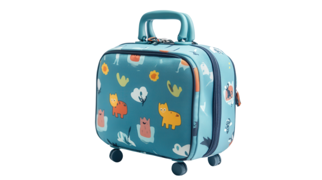 Mini roller travel bag with character prints Transparent background, PNG file