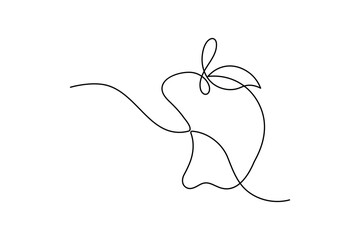 Apple one line drawing continuous line frui hand drawn minimalist illustration vector icon
