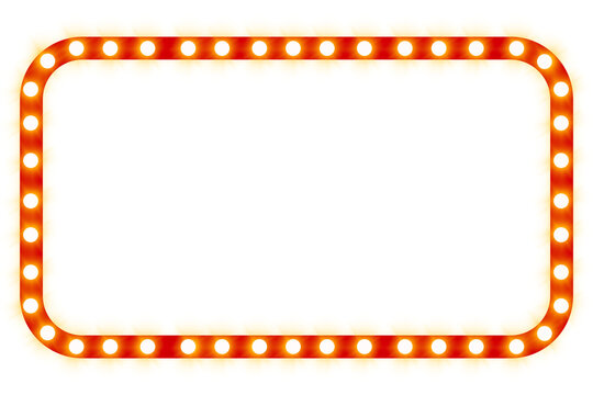 Light frame sign decoration, theater announcement campaign event hand drawn on transparent background