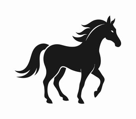 Black Horse Silhouette, Elegant Stallion Graphic