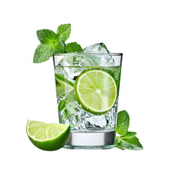 Mojito summer refreshing cocktail with ice and mint. Ai Generated Images