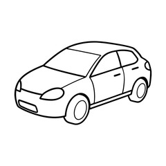 Simple line drawing car isolated on white background
