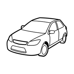 Simple line drawing car isolated on white background