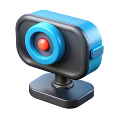 3d rendering blue plastic style webcam icon isolated on transparent background communication technology solution
