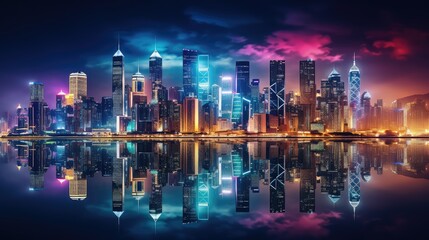skyline lights background