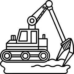 Naklejka premium Canal Digger line art vector