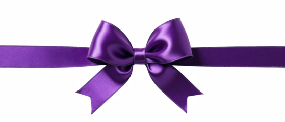 Elegant purple ribbon bow with smooth texture, perfect for gift wrapping or decoration, adding touch of sophistication to any occasion
