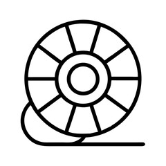 Obraz premium Black line art spool of filament with wire unspooling 