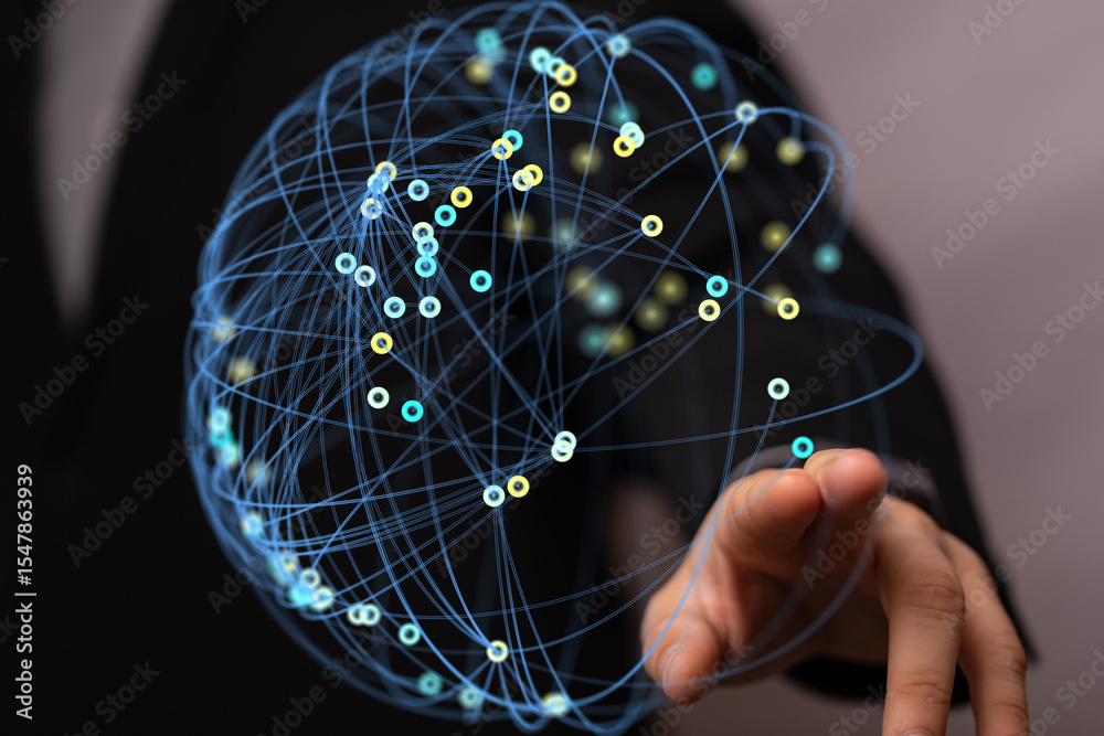 Poster Abstract image of a global network connection, representing business technology and digital communication.