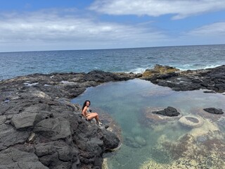 YOUNG WOMAN IN LANZAROTE CANARY ISLAND