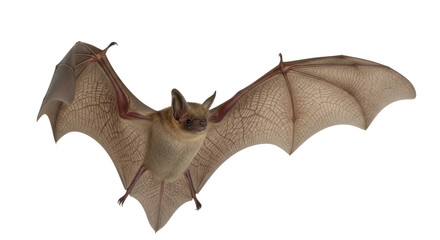 Isolated bat flying with wings open
