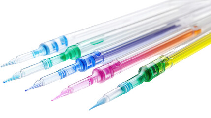 Micro pipette set with color coding, Transparent background, PNG file