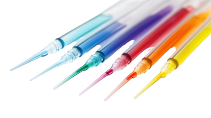 Micro pipette set with color coding, Transparent background, PNG file