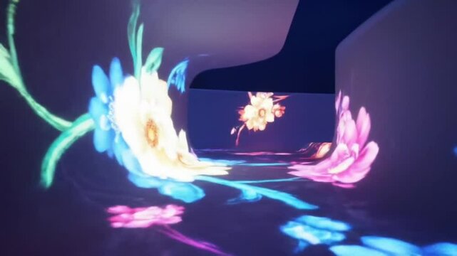 Immersive Floral Projection Mapping Digital Art Installation