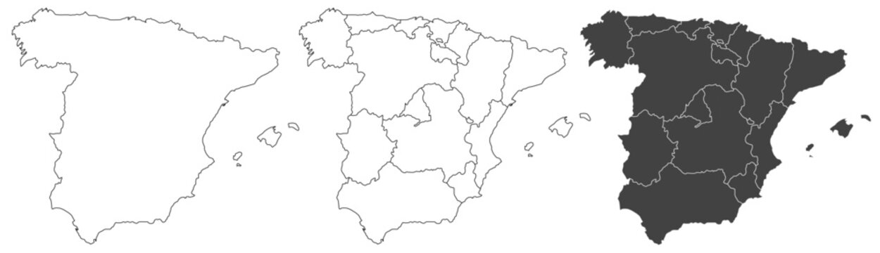 Spain map &ndash; vector illustration of autonomous communities and political borders