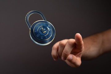 Image of a digital combination lock, symbolizing online security, data protection, and...