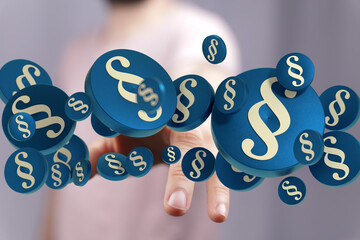 Abstract image of paragraph symbols floating above a hand, representing legal concepts.