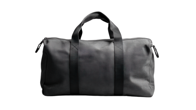 Minimalist gray canvas weekend bag Transparent background, PNG file