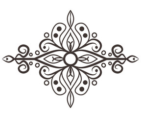 Symmetrical Decorative Separator Line Abstract Border Ornament Motif Blooming Floral Element Filigree